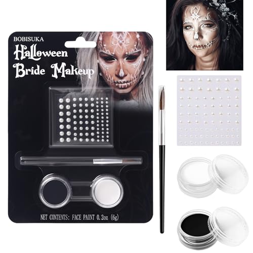 BOBISUKA Halloween Face Paint Kit with Crystal Sheet