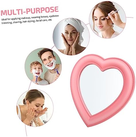 Beaupretty Heart Shape Makeup Mirror with Stand