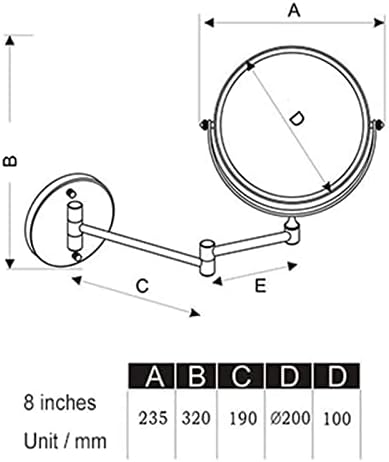 Wall-Mounted 8-Inch Double-Sided 5X Magnifying Vanity Mirror