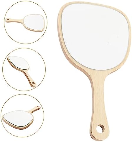 Portable Wooden Handle Mirror for Travel and Home Use 1