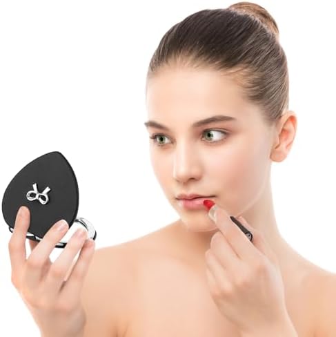 Compact Heart-Shaped Double-Sided Magnifying Mirror for Women