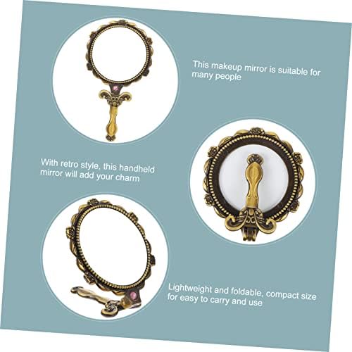 Angoily Foldable Retro Makeup Mirror with Handle