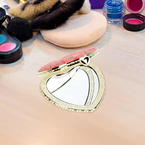 HEALLILY 2Pcs Foldable Heart Shaped Makeup Mirrors