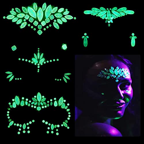 Glow in The Dark Face Jewels for Festivals and Raves