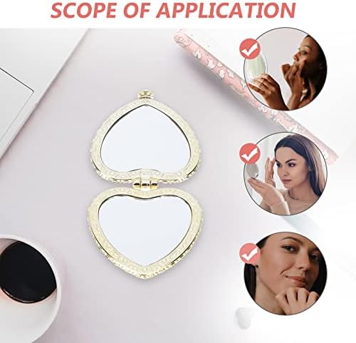 HEALLILY 2Pcs Foldable Heart Shaped Makeup Mirrors