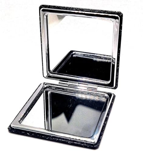 Black Compact Makeup Mirror with 1X2X Magnification