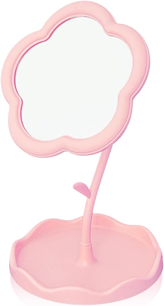 Elegant Pink Vanity Mirror with Flower Design