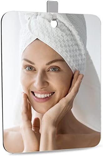 Shower Mirror with Adhesive Hook for Travel and Shaving