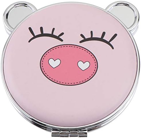 LIFKOME Foldable Double Sided Makeup Mirror with Cute Pig Design