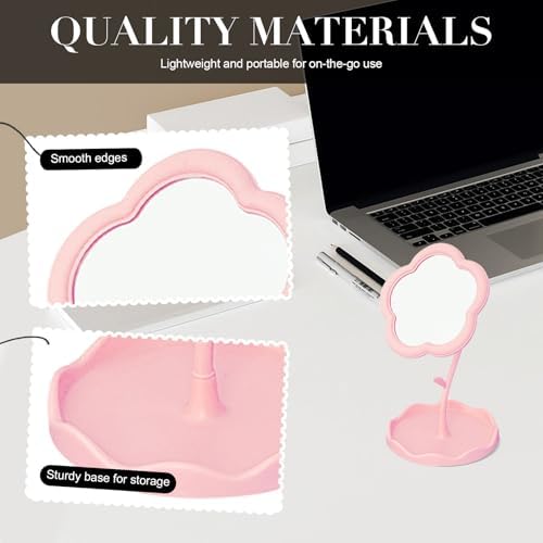 Elegant Pink Vanity Mirror with Flower Design