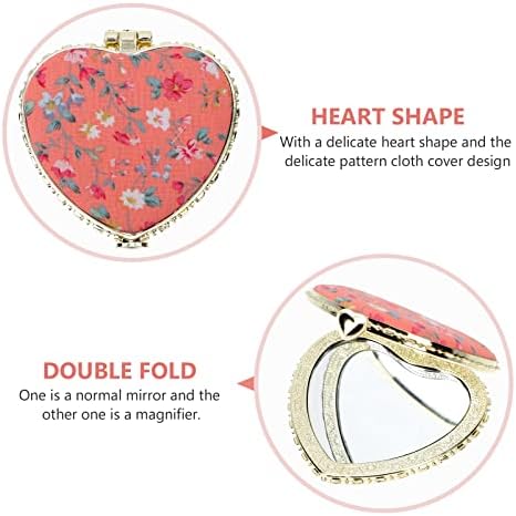 HEALLILY 2Pcs Foldable Heart Shaped Makeup Mirrors