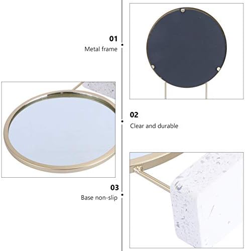 EXCEART Round Mirror with Stand for Bathroom Vanity