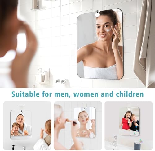 Fog-Free Shower Mirror with Shatterproof Acrylic and Hook