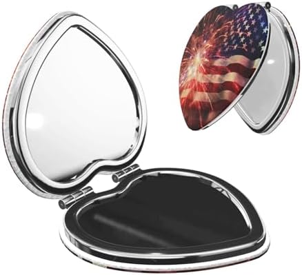 Fireworks American Flag Compact Travel Mirror