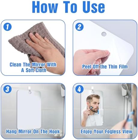 Tyqour 8x10 Inch Fogless Wall Hanging Shower Mirror