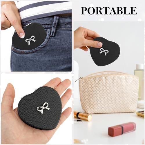Compact Heart-Shaped Double-Sided Magnifying Mirror for Women