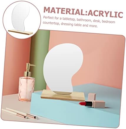 Healifty Wooden Base Desktop Cosmetic Mirror 1