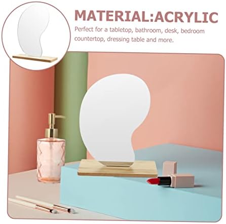 MAGICLULU Aesthetic Desktop Mirror with Wooden Stand 1