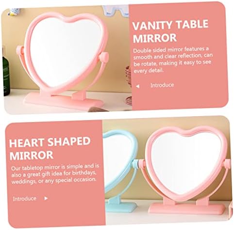Heart Shaped Double Sided Vanity Mirror Compact Tabletop