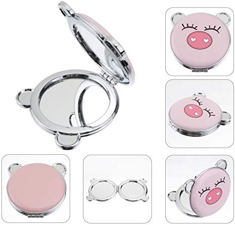 LIFKOME Foldable Double Sided Makeup Mirror with Cute Pig Design