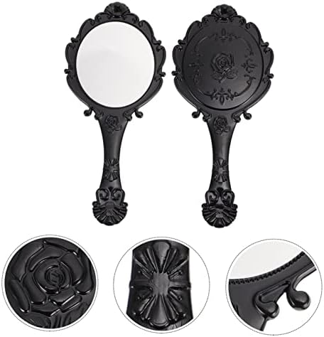 Vaguelly 2Pcs Handheld Retro Makeup Mirror