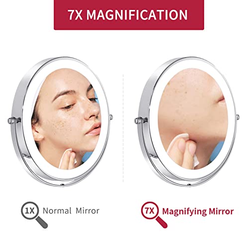 Nicesail 8-Inch LED Wall Makeup Mirror with 7X Magnification