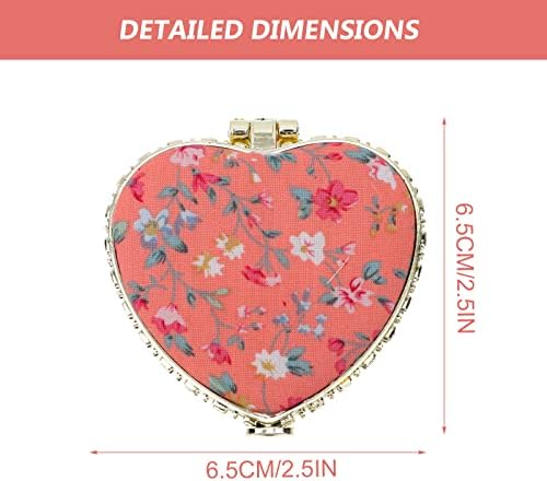 HEALLILY 2Pcs Foldable Heart Shaped Makeup Mirrors