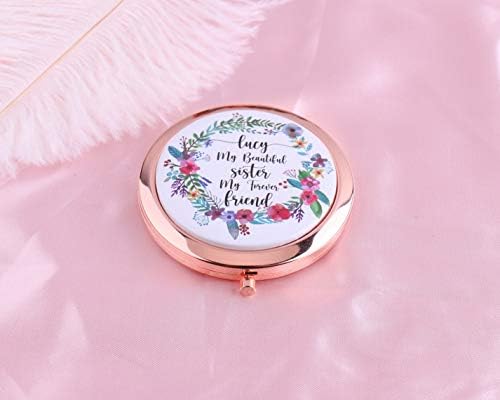 Personalized Pocket Mirror for Sister Double Sided 2X Magnifying Gift