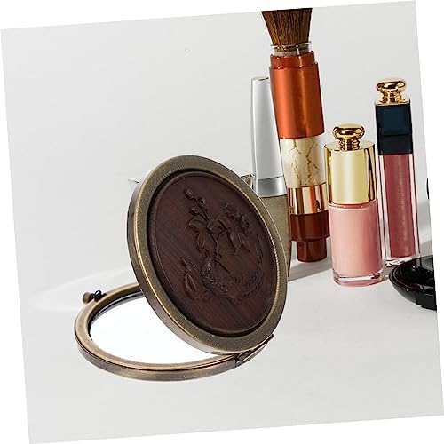 Didiseaon Foldable Makeup Mirror with Antique Wood Design