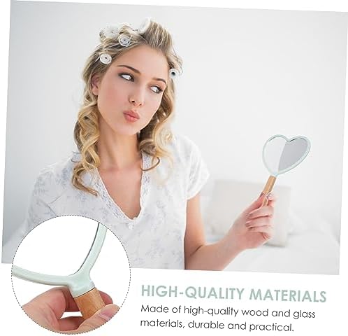 Heart Shape Handheld Makeup Mirror for Home Travel 1