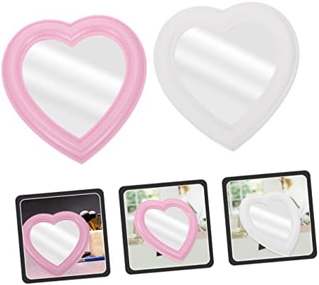 2pcs Heart-Shaped Makeup Mirror for Desktop Wall Mount Use