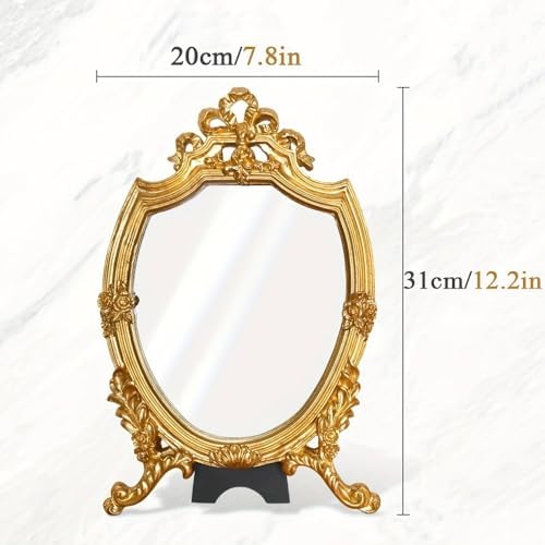 LTSRLL Antique Gold Resin Frame Makeup Mirror