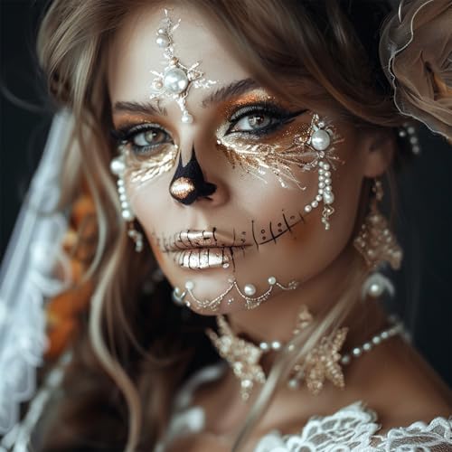BOBISUKA Halloween Face Paint Kit with Crystal Sheet