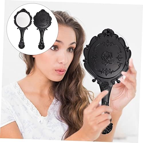 2pcs Gold Vanity Mirror Lightweight Travel Makeup Mirror Retro Handheld