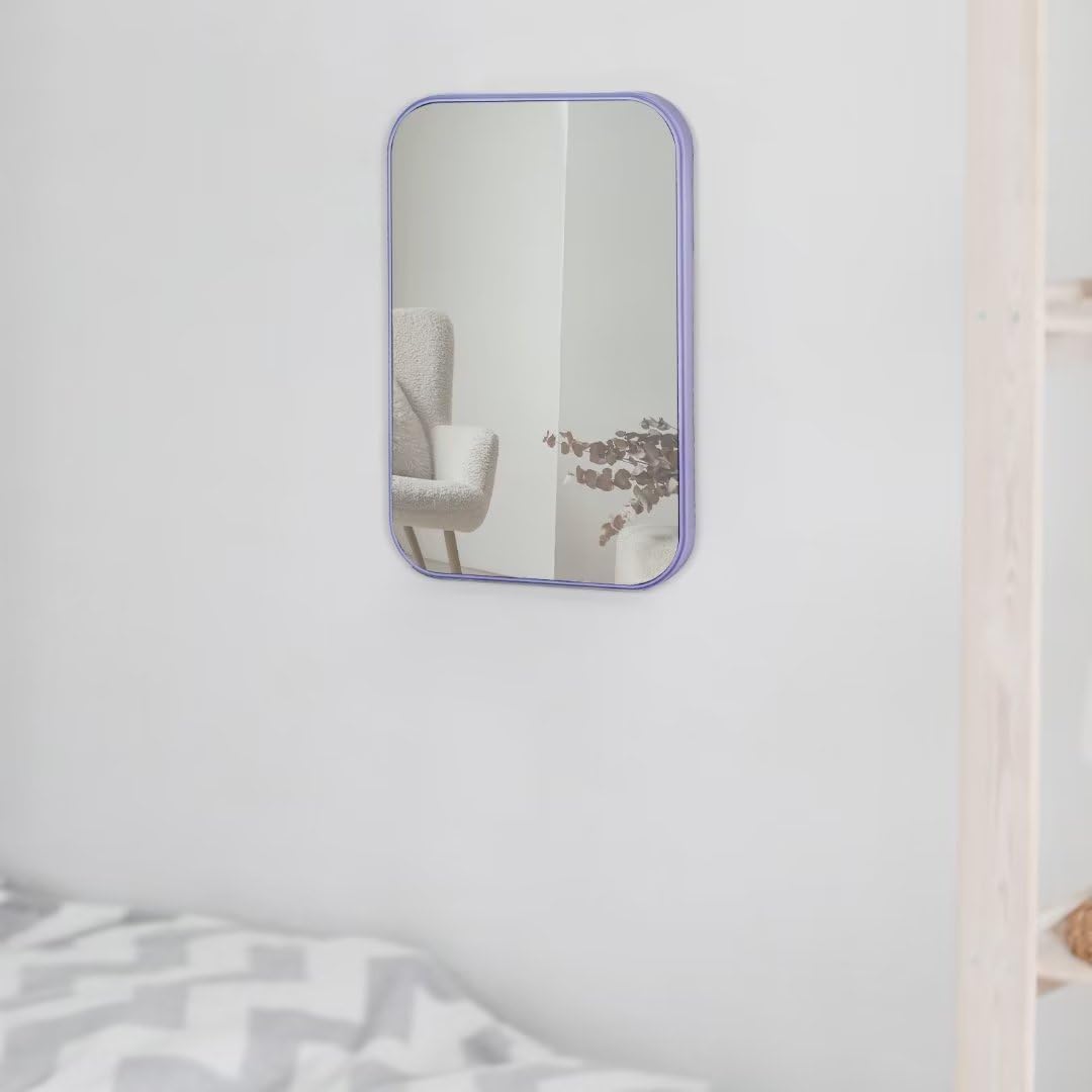 8 Inch Travel Makeup Mirror with Stand and Wall Hanging Purple