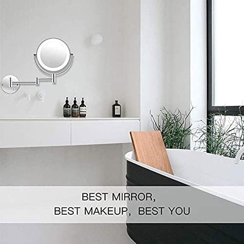 DEIHGE LED Wall Mount Makeup Mirror 5X Magnification Double Sided