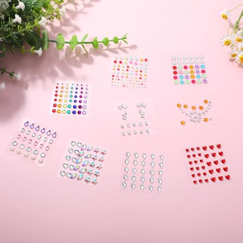 9 Sheets Self Adhesive Face Gems Stickers