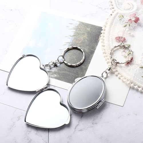 Portable Folding Mirror Keychain with Double-Sided Design