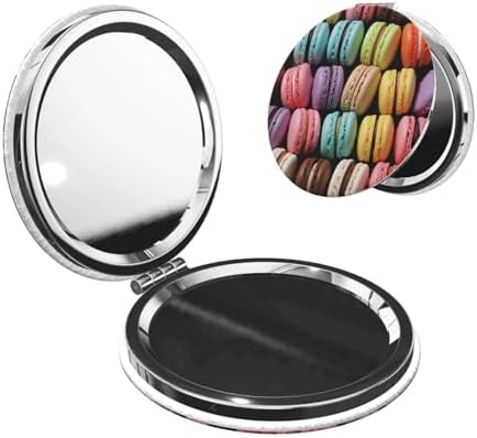Macaron Biscuit Flavored Pastries Compact Travel Mirror 2X 1X Magnification