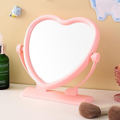 Beaupretty Portable Double-Sided Heart-Shaped Desk Mirror