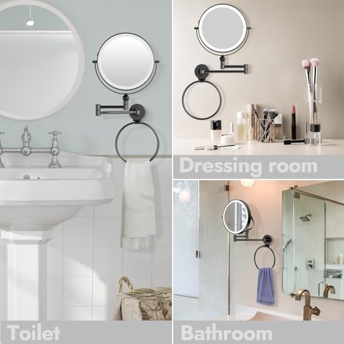 Rocollos Height Adjustable LED Makeup Mirror with Towel Ring 1