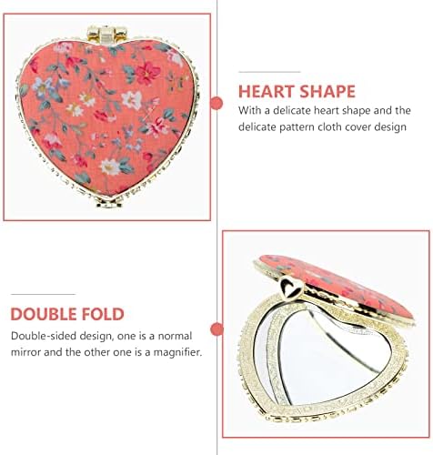 HEALLILY 2Pcs Foldable Heart Shaped Makeup Mirrors