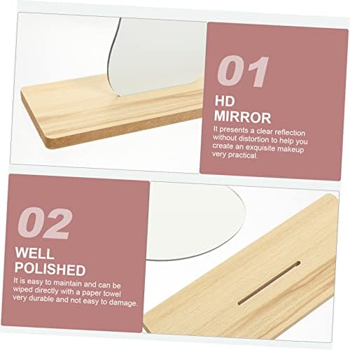Luxshiny Stylish Desktop Vanity Mirror with Wooden Stand Frameless Design