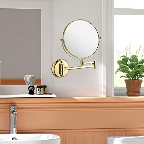 360 Rotating Gold Brass Makeup Mirror Wall Mount