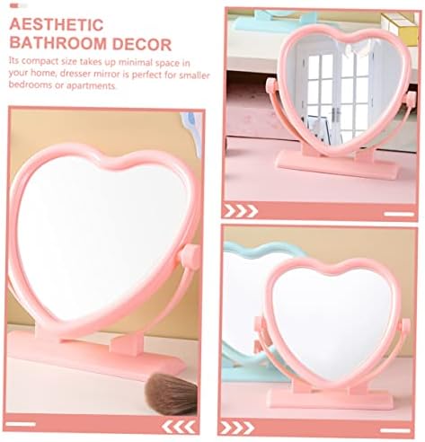 Heart Shaped Double Sided Makeup Mirror Compact Tabletop