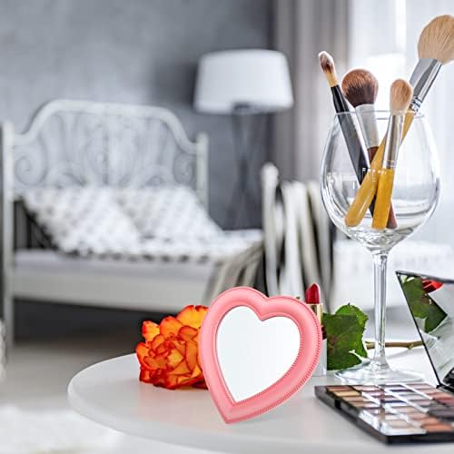 Wall-Mounted LED Pink Mirror Desktop Makeup Vanity