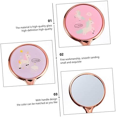 2Pcs Handheld Makeup Mirror with Handle for Travel and Home Use