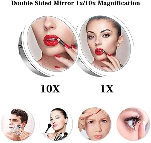 Wall Mount Makeup Mirror with 10X Magnification and LED Lights