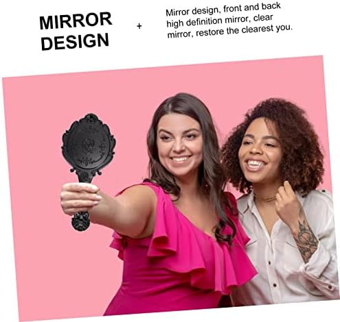 Vaguelly 2Pcs Handheld Retro Makeup Mirror