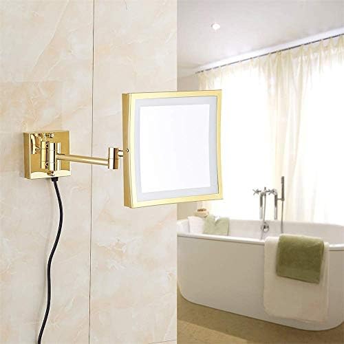 FUDGIO Wall Vanity Mirror 85 Inch Brass 3X Magnifying Lighted Foldable